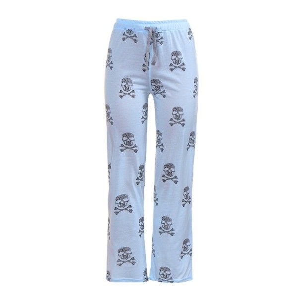 Pantaloni da donna con teschi azzurro XL