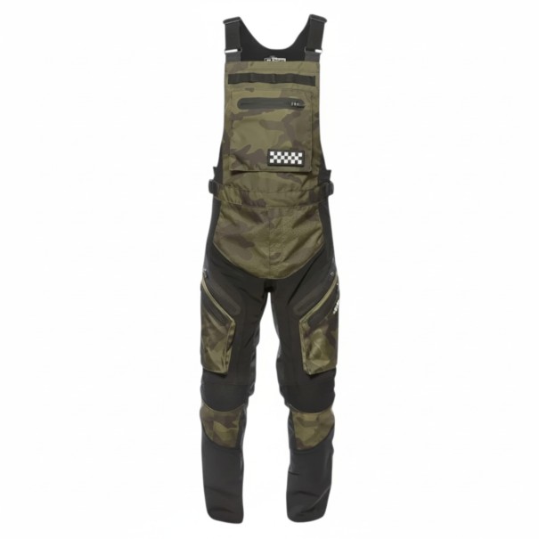 Pantaloni da motocross Unisex con bretelle regolabili e tasche con zip in poliestere e nylon per moto motocross e enduro verde militare L