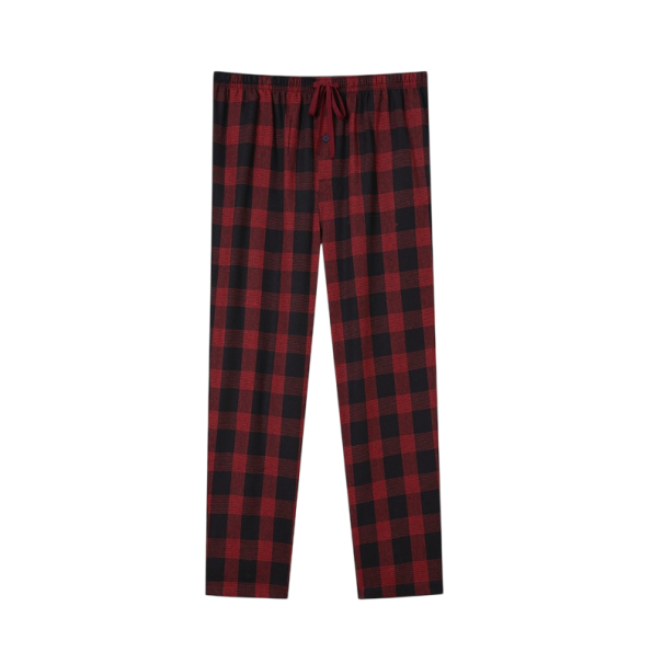 Pantaloni da pigiama da uomo a quadri con lunghe gambe elastico in vita cordino cotone poliestere blu per uso domestico sonno rosso M
