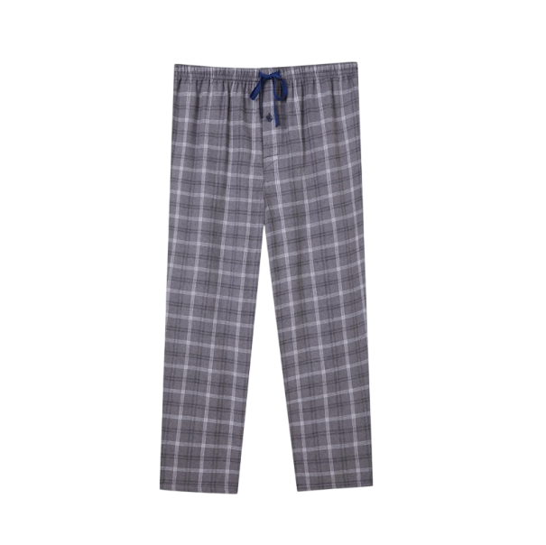 Pantaloni da pigiama da uomo lunghi a motivo scozzese con vita elastica in cotone e poliestere per un sonno confortevole e uso domestico L