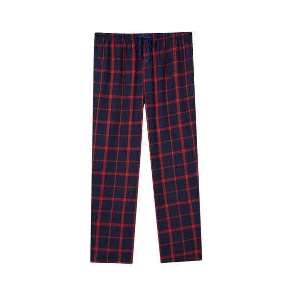 Pantaloni da pigiama da uomo lunghi a motivo scozzese con vita elastica in cotone e poliestere rosso blu per un sonno confortevole e per l'uso domestico XL
