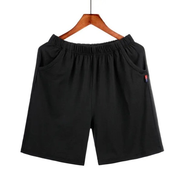 Pantaloni da pigiama da uomo unicolore pantaloni corti vita elastica tasche cotone poliestere uso domestico sonno comfort nero M