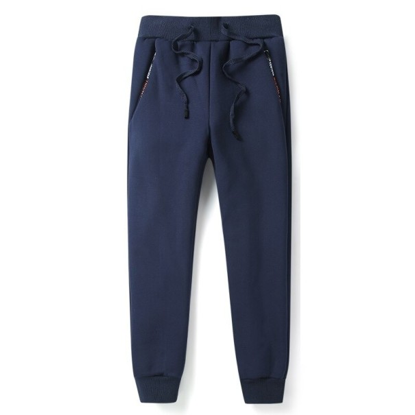 Pantaloni de bărbați cu blană albastru inchis XS