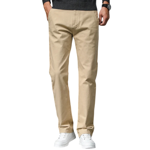 Pantaloni de bărbați eleganți cu buzunare, uni, tăietură dreaptă, BUMBAC SPANDEX, confortabili pentru bărbați la birou și la evenimente festive bej 38