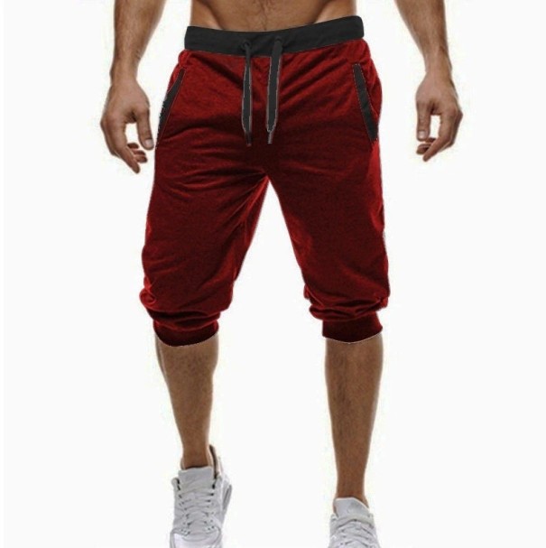 Pantaloni de bărbați trei sferturi burgundia M