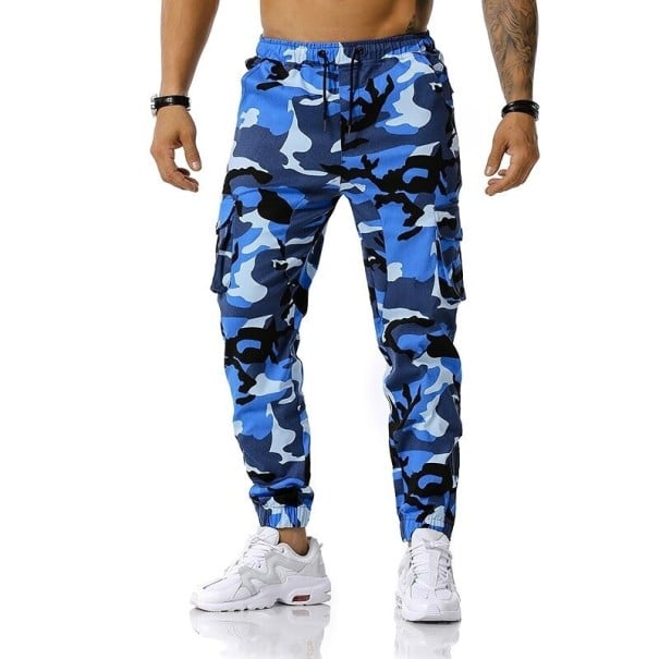 Pantaloni de camuflaj pentru bărbați F1447 albastru S