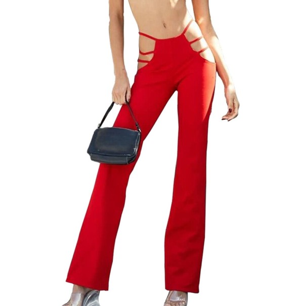 Pantaloni de dama cu corzi roșu XS