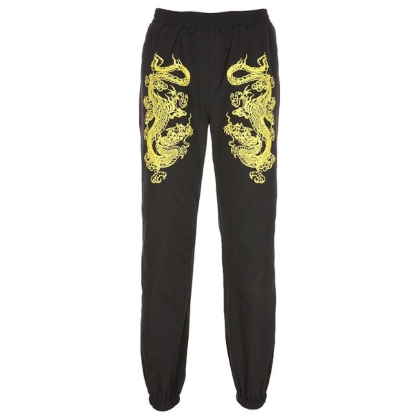 Pantaloni de dama cu imprimeu dragon M