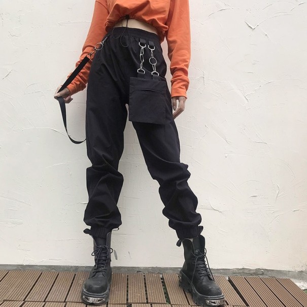 Pantaloni de dama cu lanturi negru S Pantaloni de dama cu lanturi negru S