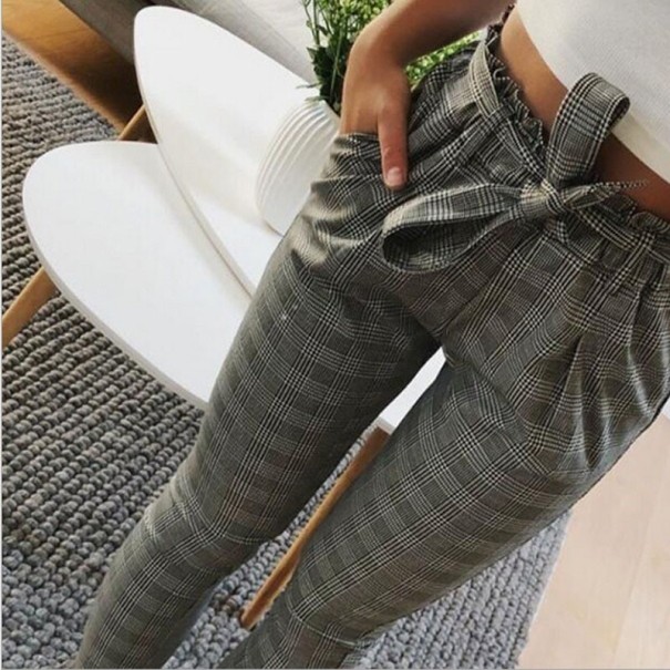 Pantaloni de dama cu o panglica gri M