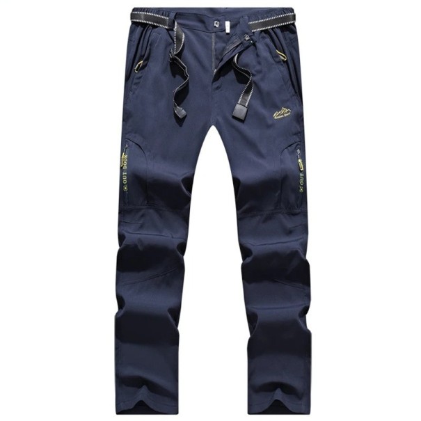 Pantaloni de drumeție pentru bărbați, de vară, cu uscare rapidă, elastici, impermeabili, tactici, cu buzunare cu fermoar, ușori, pentru exterior, echipament albastru inchis XXL
