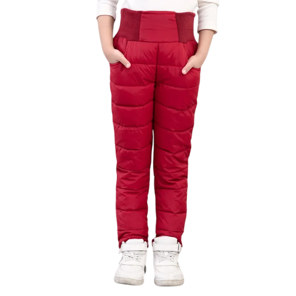Pantaloni de iarnă impermeabili pentru copii Unisex Pantaloni din poliester călduroși cu talie elastică Îmbrăcăminte de iarnă confortabilă pentru activități în aer liber roșu 10