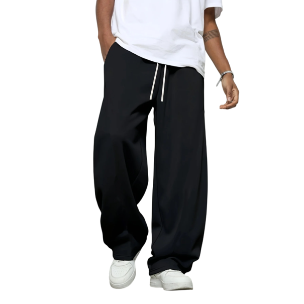Pantaloni de trening bărbați uni cu șnur și buzunare din bumbac Confortabili și stilati pentru purtarea zilnică și timpul liber negru M