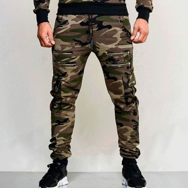 Pantaloni de trening pentru bărbați de camuflaj A3114 verde armată XL