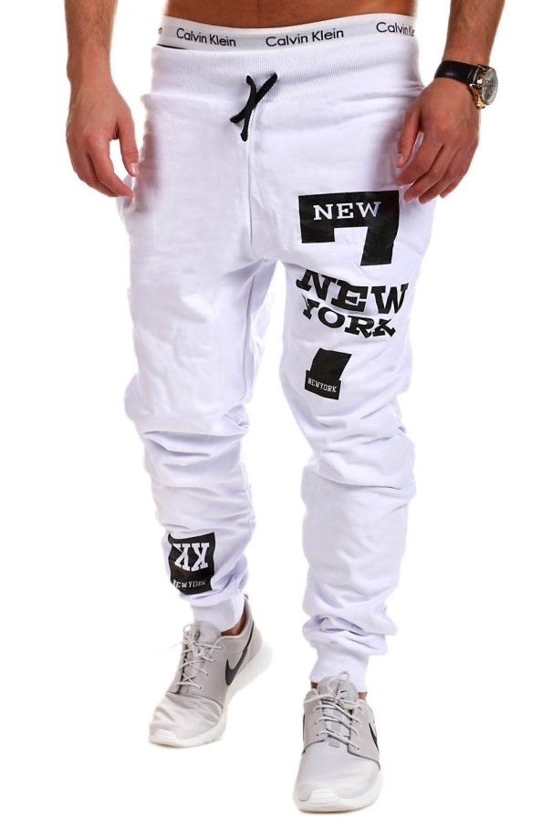 Pantaloni de trening pentru bărbați New York J974 alb S