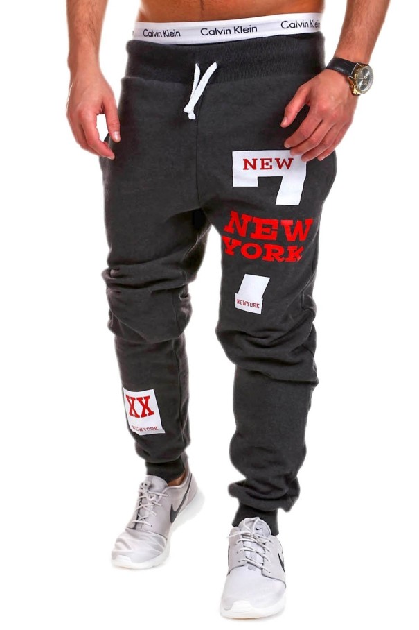 Pantaloni de trening pentru bărbați New York J974 gri inchis XS