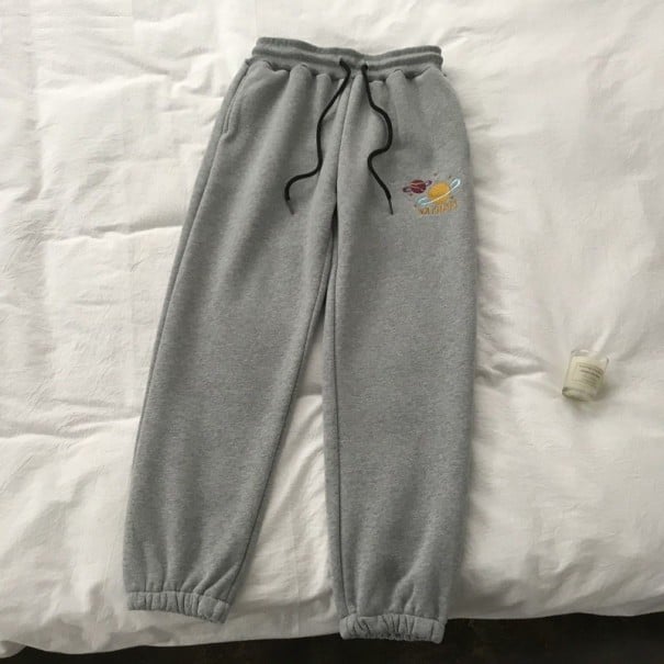 Pantaloni de trening pentru femei cu aplicație gri L