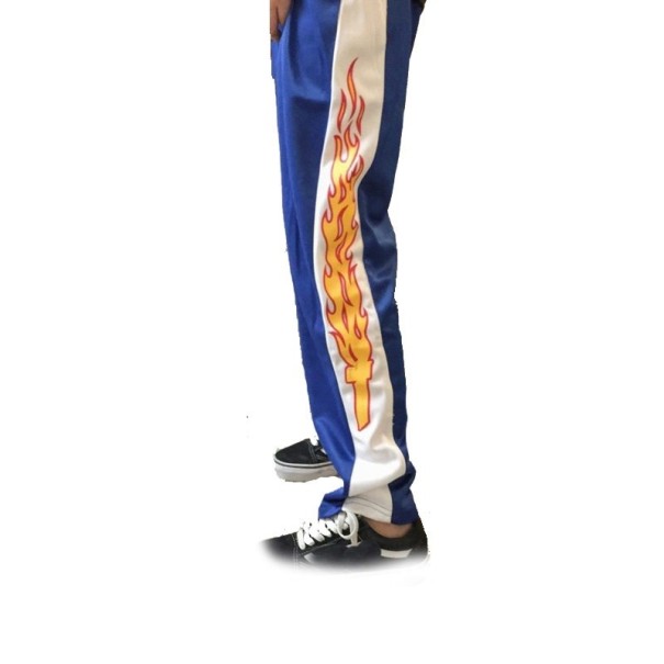 Pantaloni de trening pentru femei cu flăcări albastru L