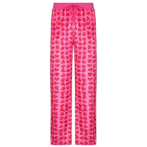 Pantaloni de trening pentru femei cu inimă roz închis M