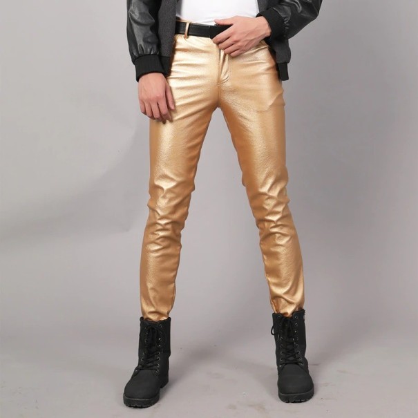 Pantaloni din piele pentru bărbați F1590 aur 28