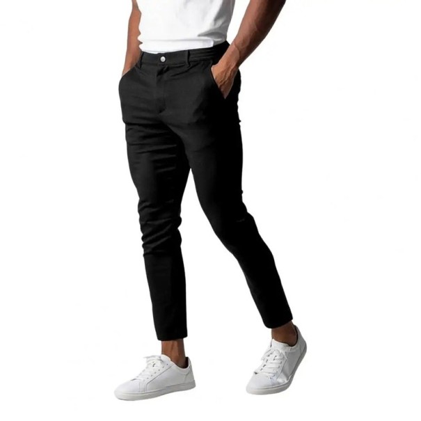 Pantaloni eleganți pentru bărbați cu buzunare Croi drept elegant Unici Stilosi pantaloni confortabili pentru bărbați la birou, în birou sau la evenimente festive negru XL