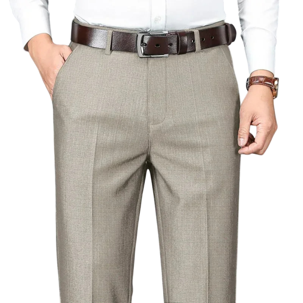 Pantaloni eleganți pentru bărbați cu buzunare, croi drept, uni, pantaloni stilați pentru bărbați pentru muncă, birou și evenimente festive bej 29