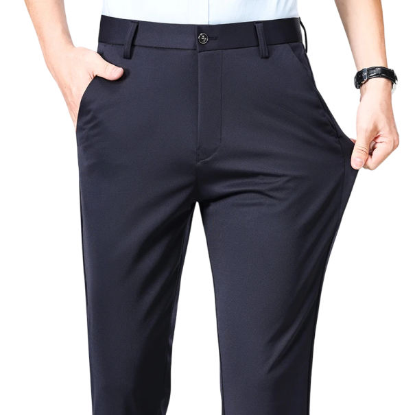 Pantaloni eleganți pentru bărbați cu buzunare Pantaloni formali uni Diverse culori Croi confortabil Poliester Spandex albastru inchis 32