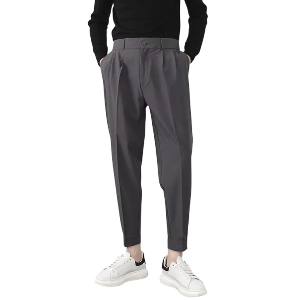 Pantaloni eleganți pentru bărbați cu buzunare Unicolor Croi drept Elegant Pantaloni confortabili pentru bărbați la birou și la evenimente festive gri 32