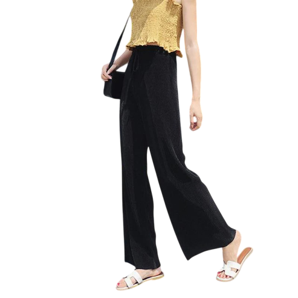 Pantaloni estivi da donna a palazzo in chiffon con vita elastica Materiale leggero e traspirante Eleganti e comodi nero