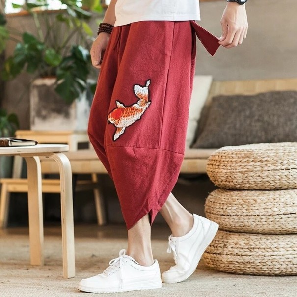 Pantaloni harem pentru bărbați A3135 roșu XS