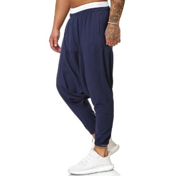 Pantaloni harem pentru bărbați F1396 albastru inchis XL