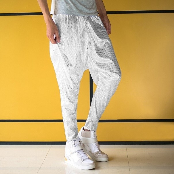 Pantaloni harem pentru bărbați F1676 alb XS