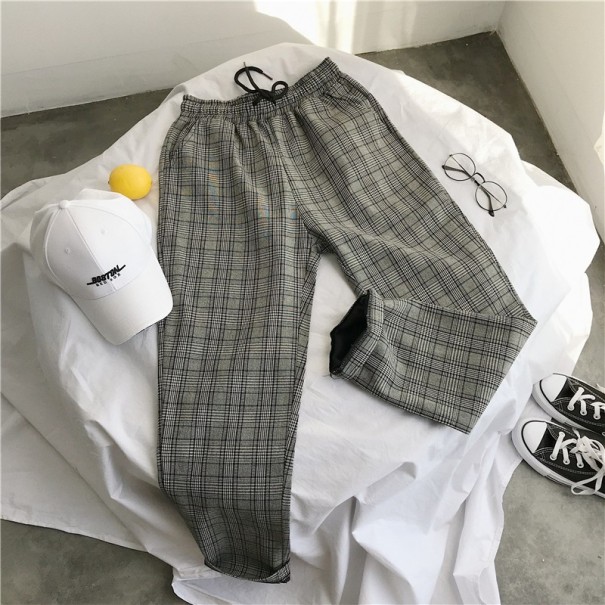 Pantaloni în carouri pentru femei, cu cauciuc în talie A233 XL 5