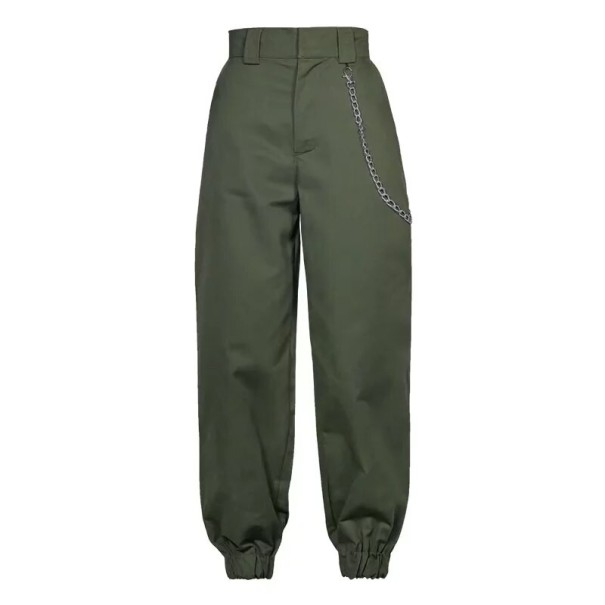 Pantaloni jogger da donna con catena verde militare M