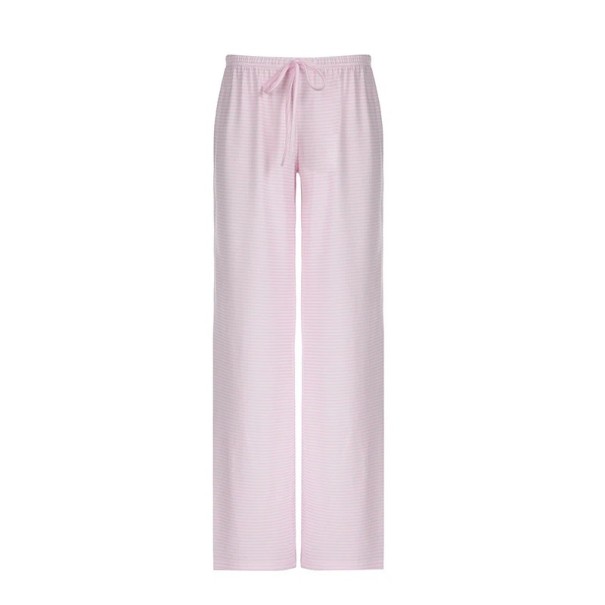 Pantaloni larghi a righe da donna con lacci Pantaloni in cotone comodi con vita elastica Pantaloni traspiranti per primavera e estate rosa L