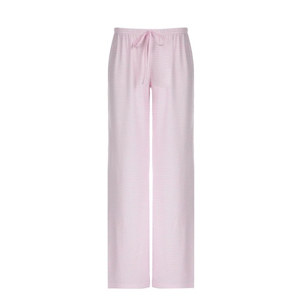 Pantaloni larghi a righe da donna con lacci Pantaloni in cotone comodi con vita elastica Pantaloni traspiranti per primavera e estate rosa S