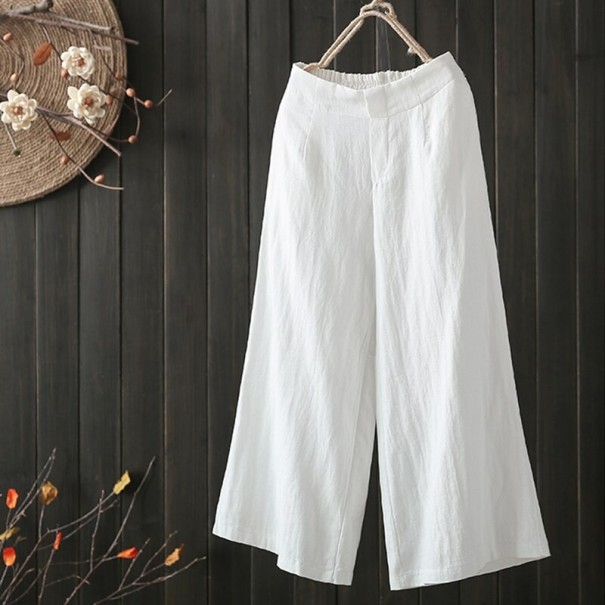 Pantaloni larghi da donna taglie comode bianco XXL