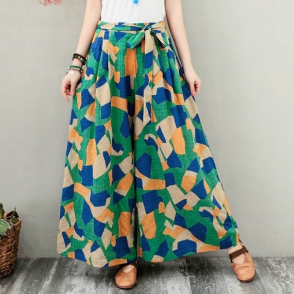 Pantaloni largi pentru femei cu model A369 verde S