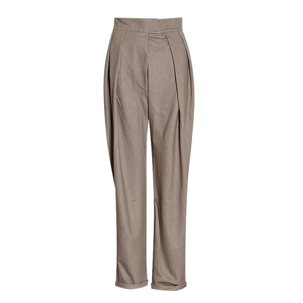 Pantaloni lungi de femei cu talie înaltă cafea S