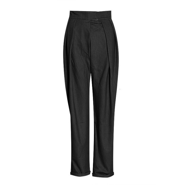 Pantaloni lungi de femei cu talie înaltă negru M