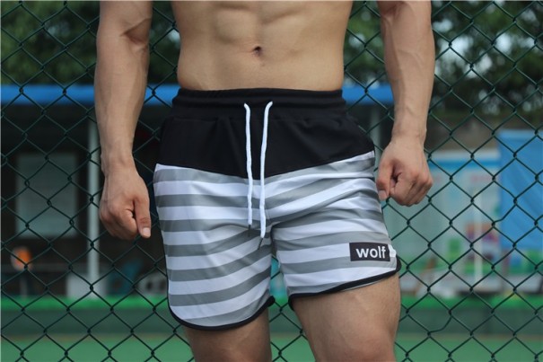 Pantaloni scurți cu dungi pentru bărbați gri L