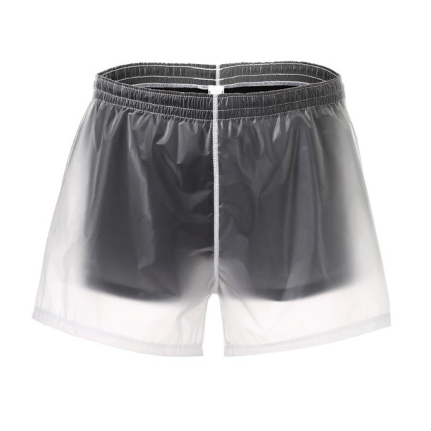 Pantaloni scurți de baie pentru bărbați cu șnur Dublu strat Transparent strat superior Poliester Rapid uscare Costum de baie de vară negru XL