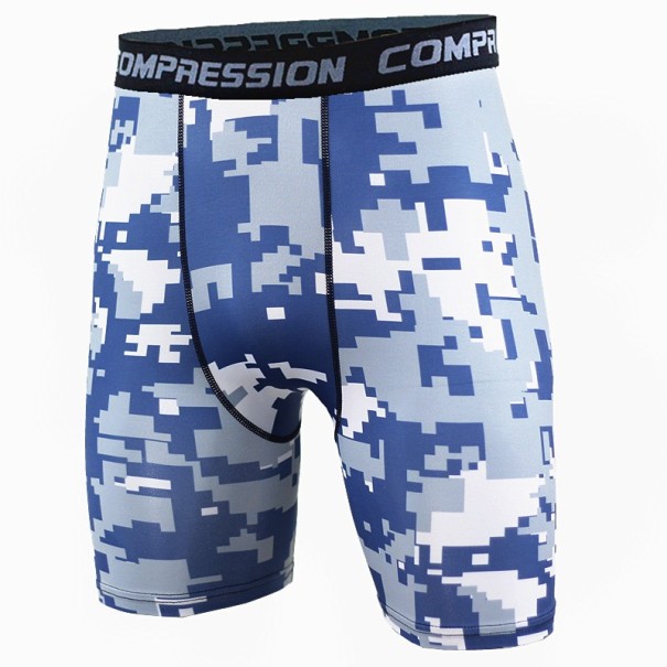 Pantaloni scurți de compresie pentru bărbați cu model armat albastru S