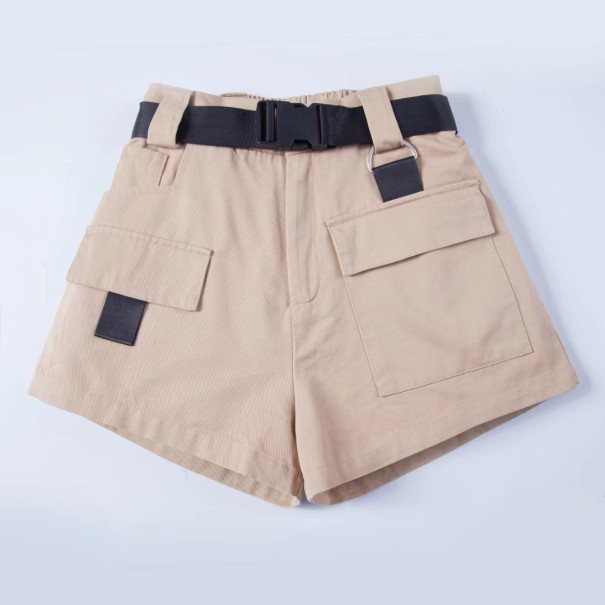 Pantaloni scurți de femei cu curea bej M