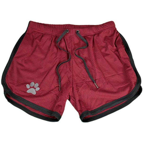 Pantaloni scurți de fitness pentru bărbați cu imprimeu labe burgundy XS