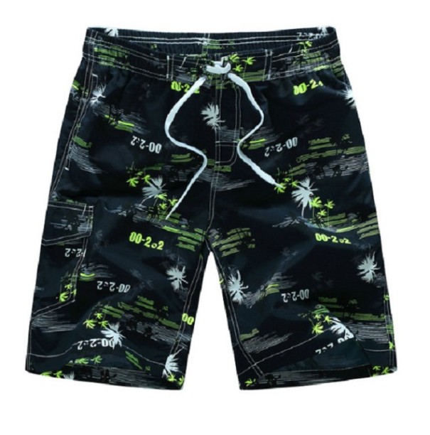 Pantaloni scurți de plajă pentru bărbați cu palmieri J1501 verde M