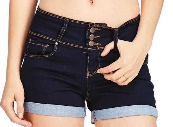 Pantaloni scurți din denim pentru femei Juliet albastru inchis XS