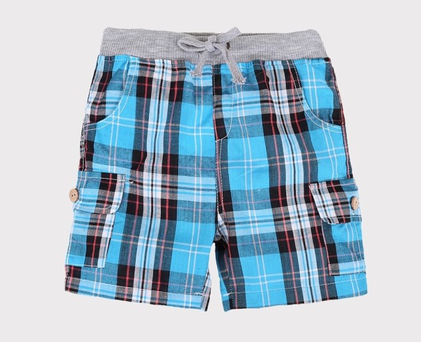 Pantaloni scurți pentru bărbați în carouri - Albastru 3