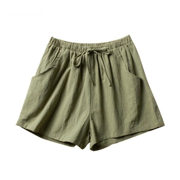 Pantaloni scurți pentru femei cu șnur Croi liber Cu buzunare Unicolor Material din poliester Material ușor Pantaloni scurți confortabili de vară verde XS