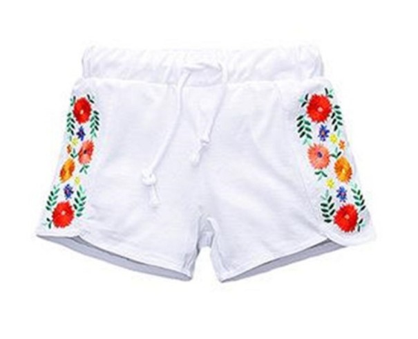 Pantaloni scurți pentru fete cu flori - Alb 2